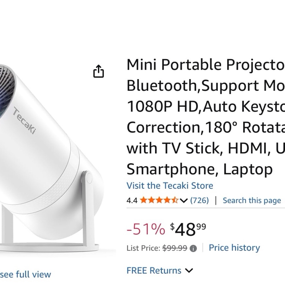 Tecaki Mini Portable Projector